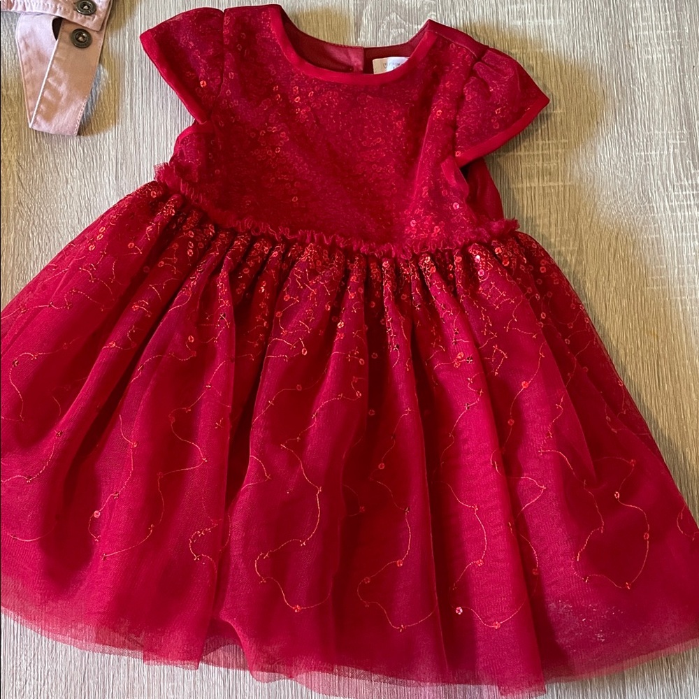 Toddler girl red sparkling dress